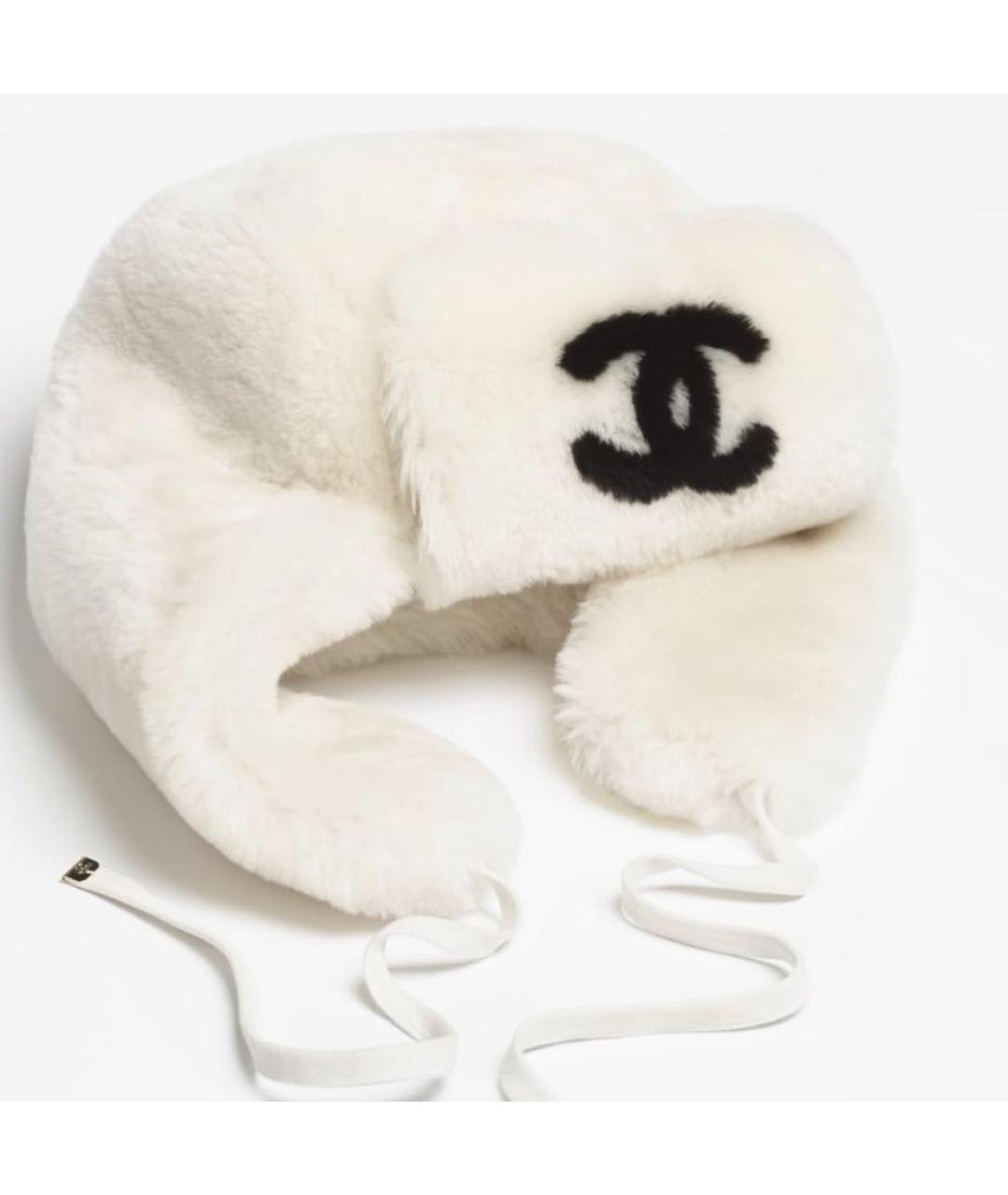 CHANEL Белая шерстяная шапка, фото 2