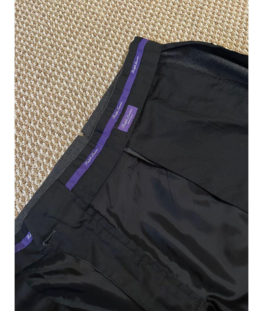 RALPH LAUREN PURPLE LABEL Серые шерстяные повседневные брюки, фото 6