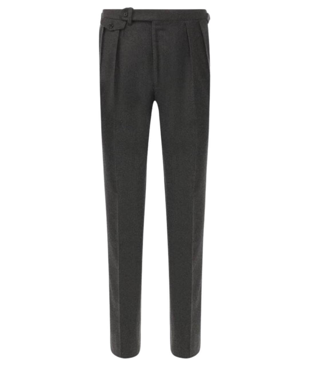 RALPH LAUREN PURPLE LABEL Серые шерстяные повседневные брюки, фото 1