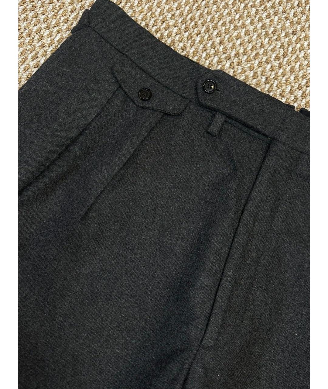 RALPH LAUREN PURPLE LABEL Серые шерстяные повседневные брюки, фото 5