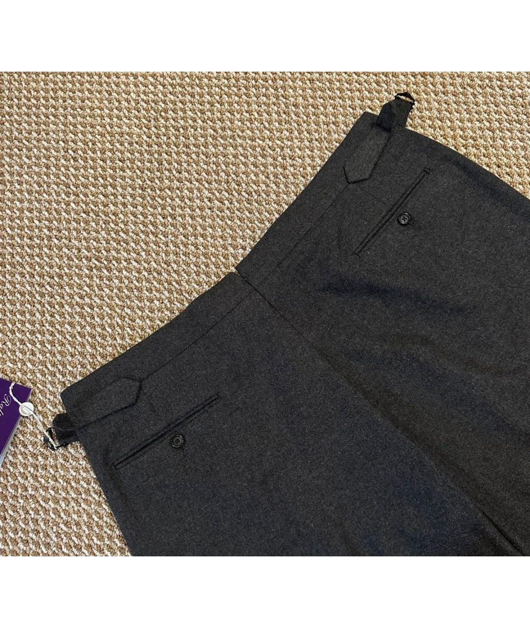 RALPH LAUREN PURPLE LABEL Серые шерстяные повседневные брюки, фото 8