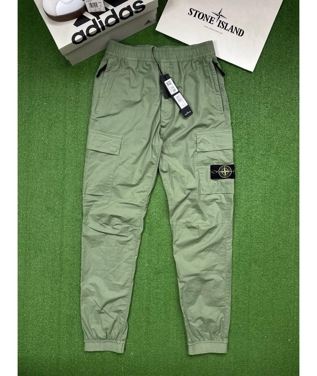 STONE ISLAND Зеленые хлопко-эластановые повседневные брюки, фото 7
