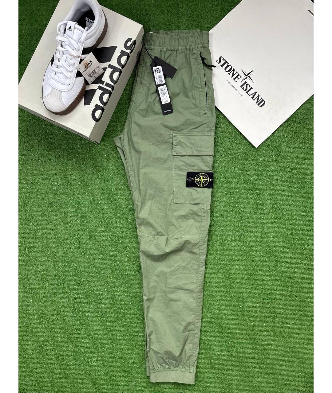 STONE ISLAND Зеленые хлопко-эластановые повседневные брюки, фото 5