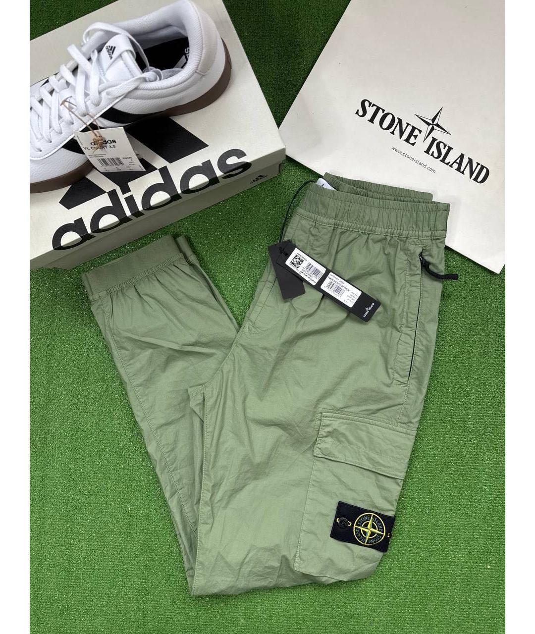 STONE ISLAND Зеленые хлопко-эластановые повседневные брюки, фото 6