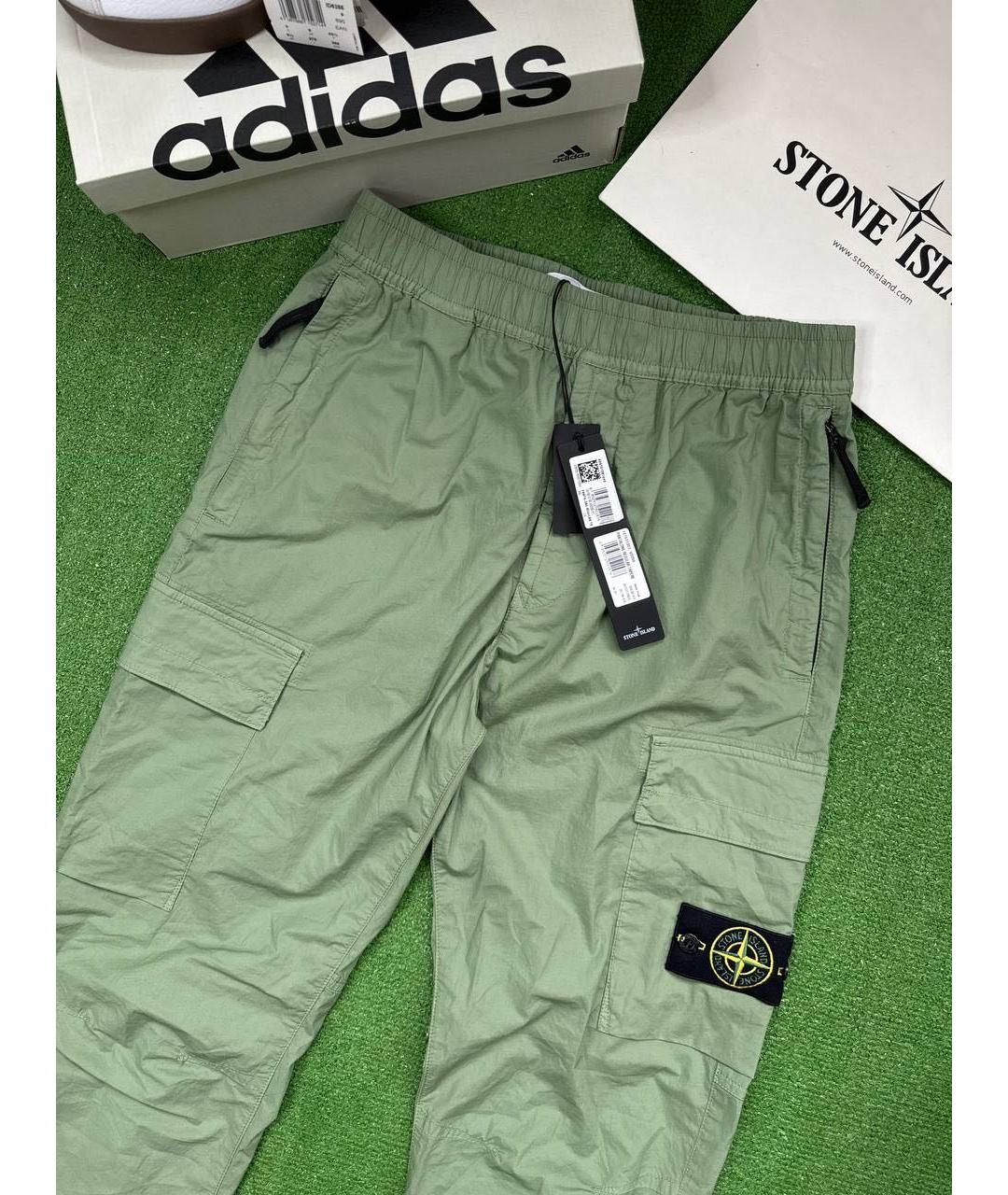 STONE ISLAND Зеленые хлопко-эластановые повседневные брюки, фото 4