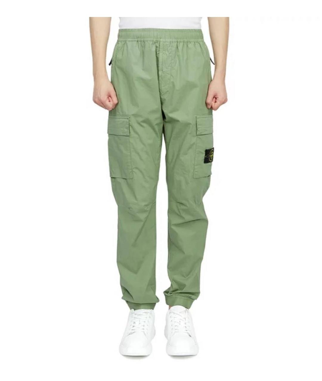 STONE ISLAND Зеленые хлопко-эластановые повседневные брюки, фото 2