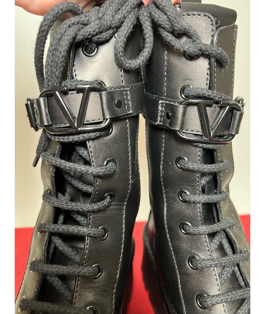 VALENTINO Черные кожаные ботинки, фото 4