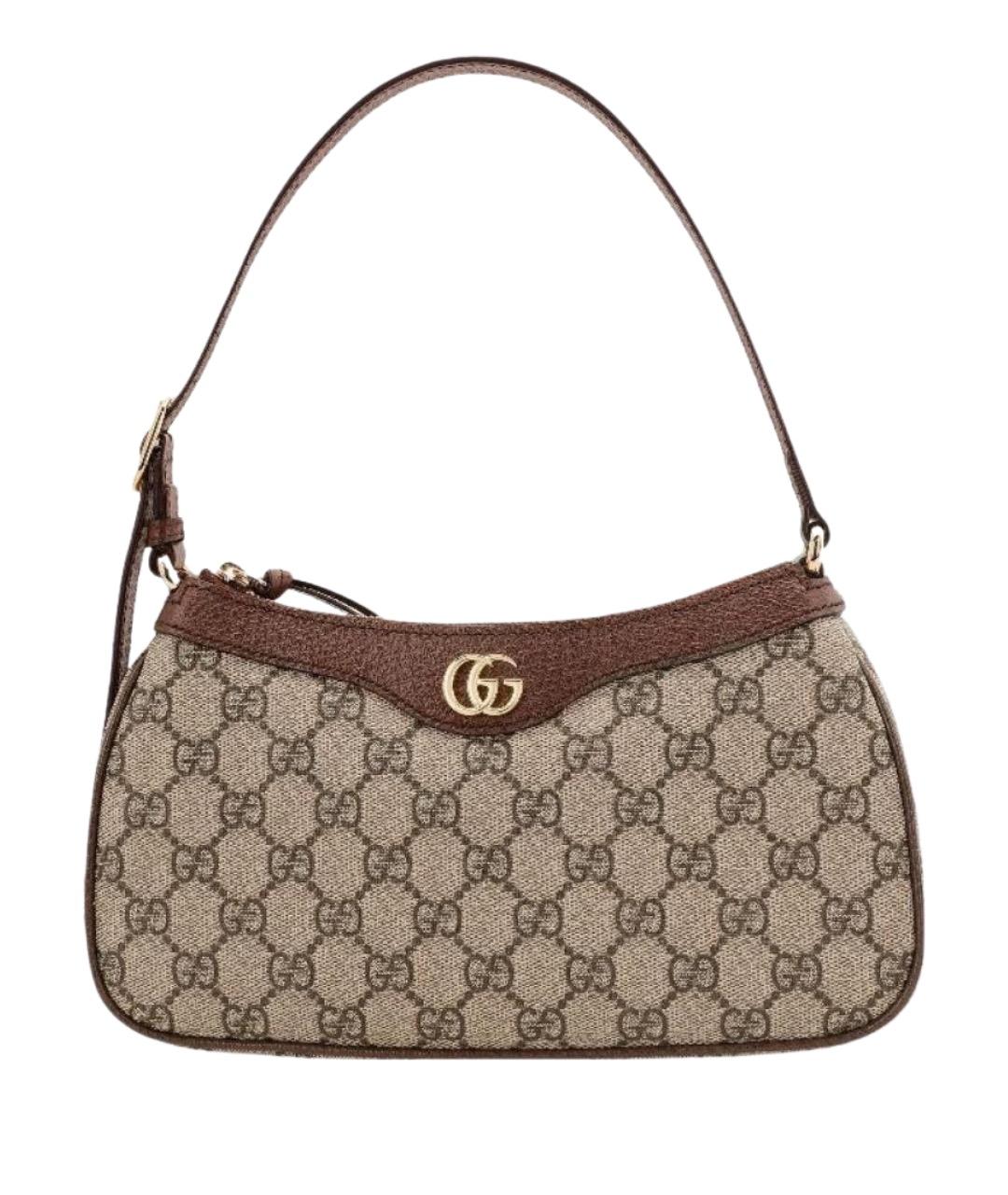 GUCCI Коричневая кожаная сумка с короткими ручками, фото 1
