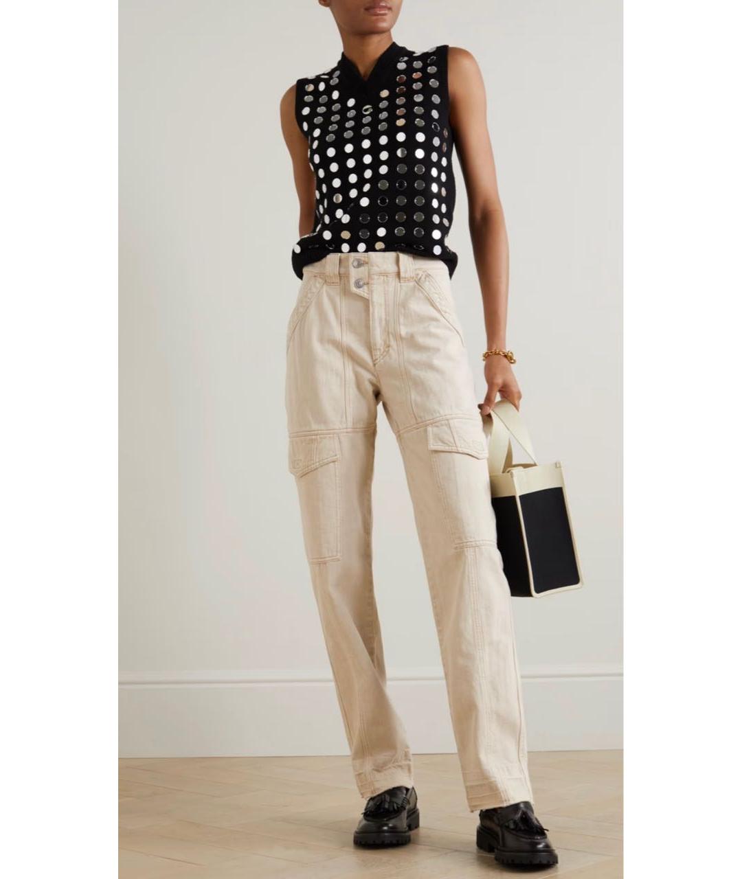 ISABEL MARANT ETOILE Бежевые хлопковые прямые джинсы, фото 8