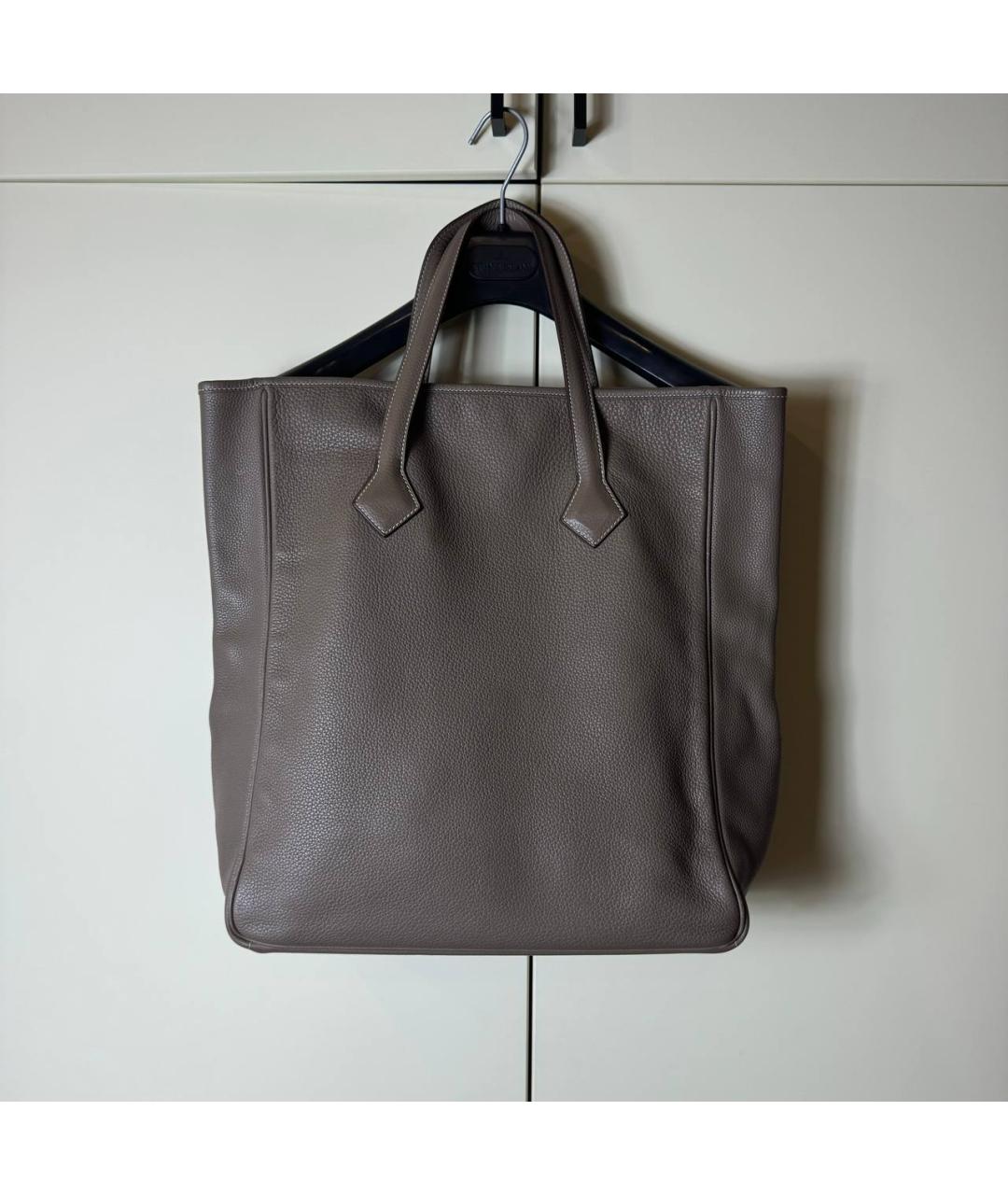 HERMES Бежевая кожаная сумка тоут, фото 10