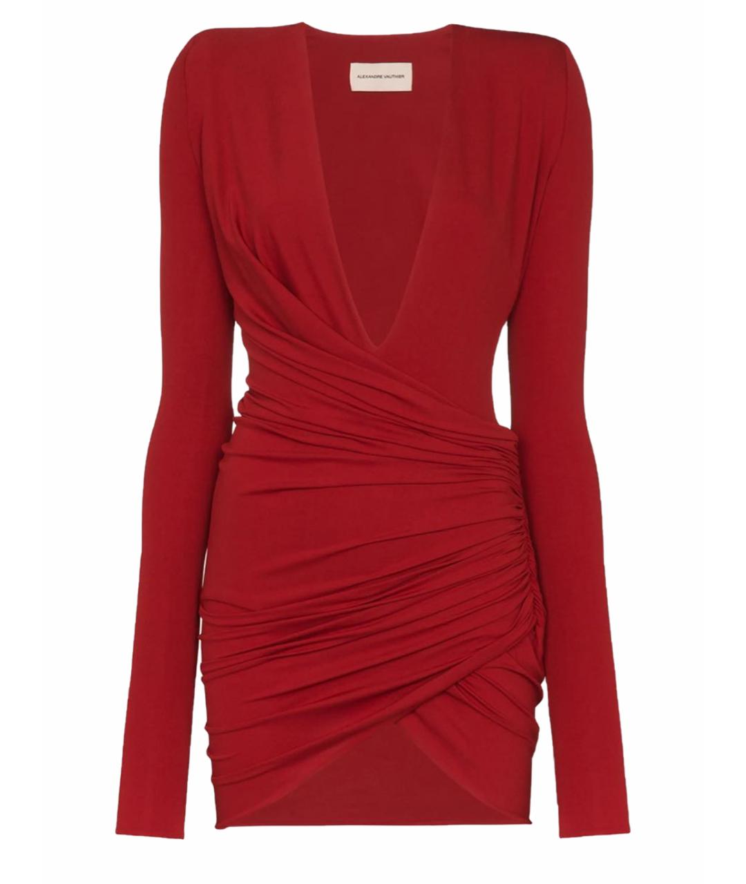 ALEXANDRE VAUTHIER Красное вискозное коктейльное платье, фото 1
