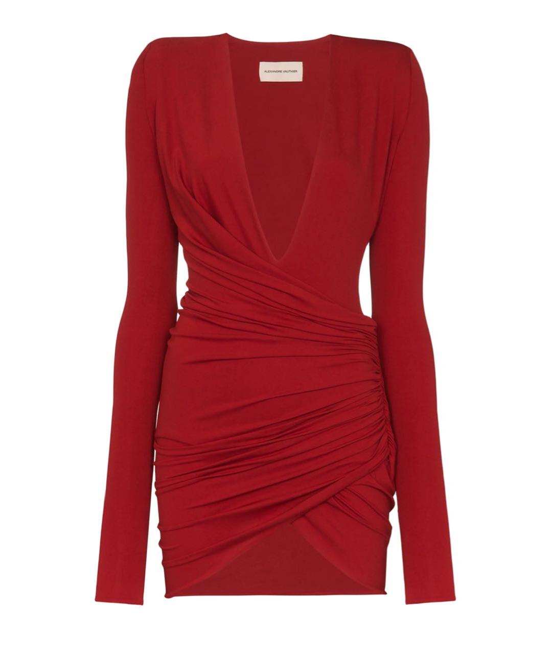 ALEXANDRE VAUTHIER Красное вискозное коктейльное платье, фото 5