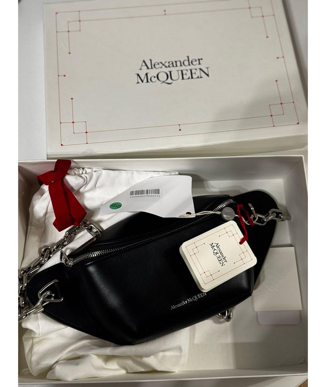 ALEXANDER MCQUEEN Черная кожаная сумка через плечо, фото 5