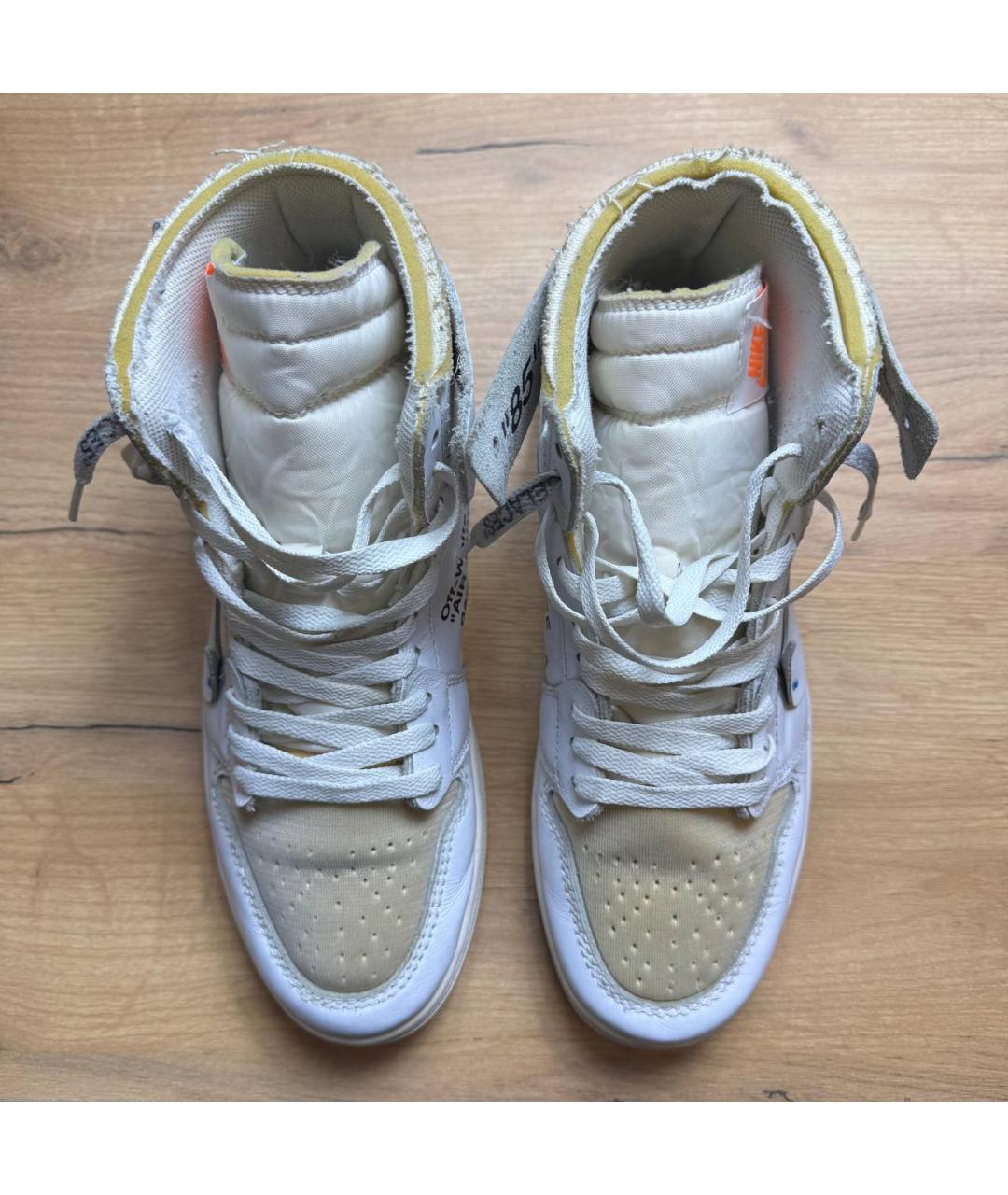 NIKE X OFF-WHITE Белые кожаные высокие кроссовки / кеды, фото 6