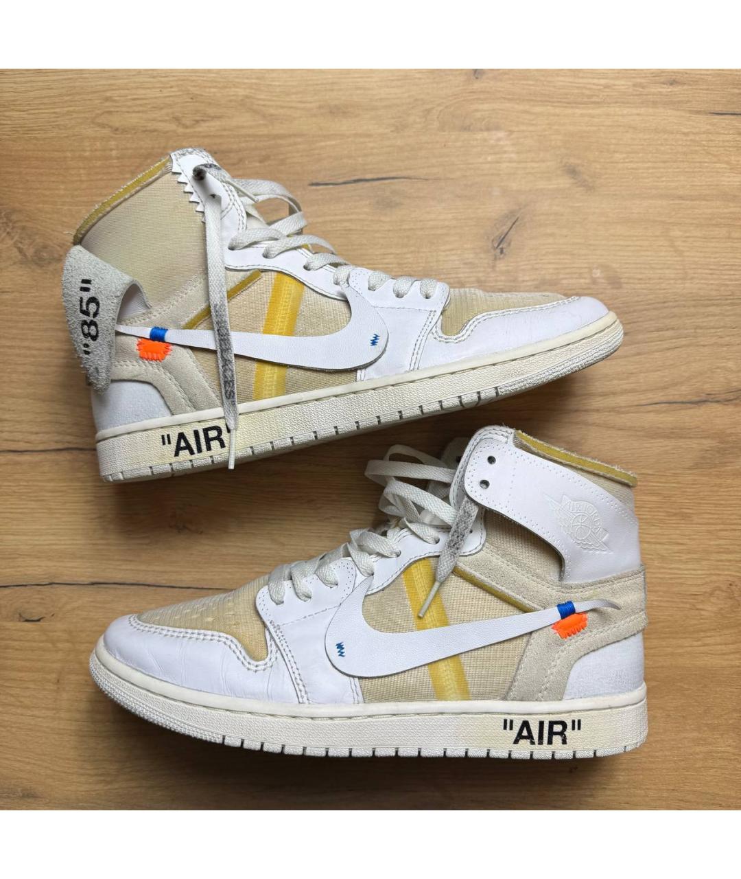NIKE X OFF-WHITE Белые кожаные высокие кроссовки / кеды, фото 2