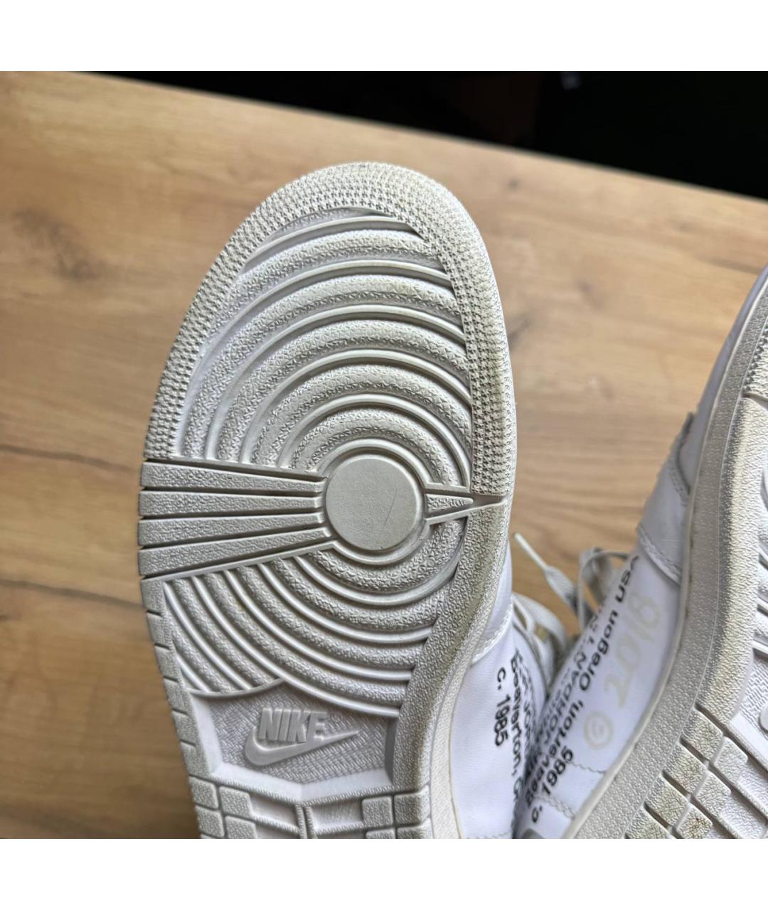NIKE X OFF-WHITE Белые кожаные высокие кроссовки / кеды, фото 9