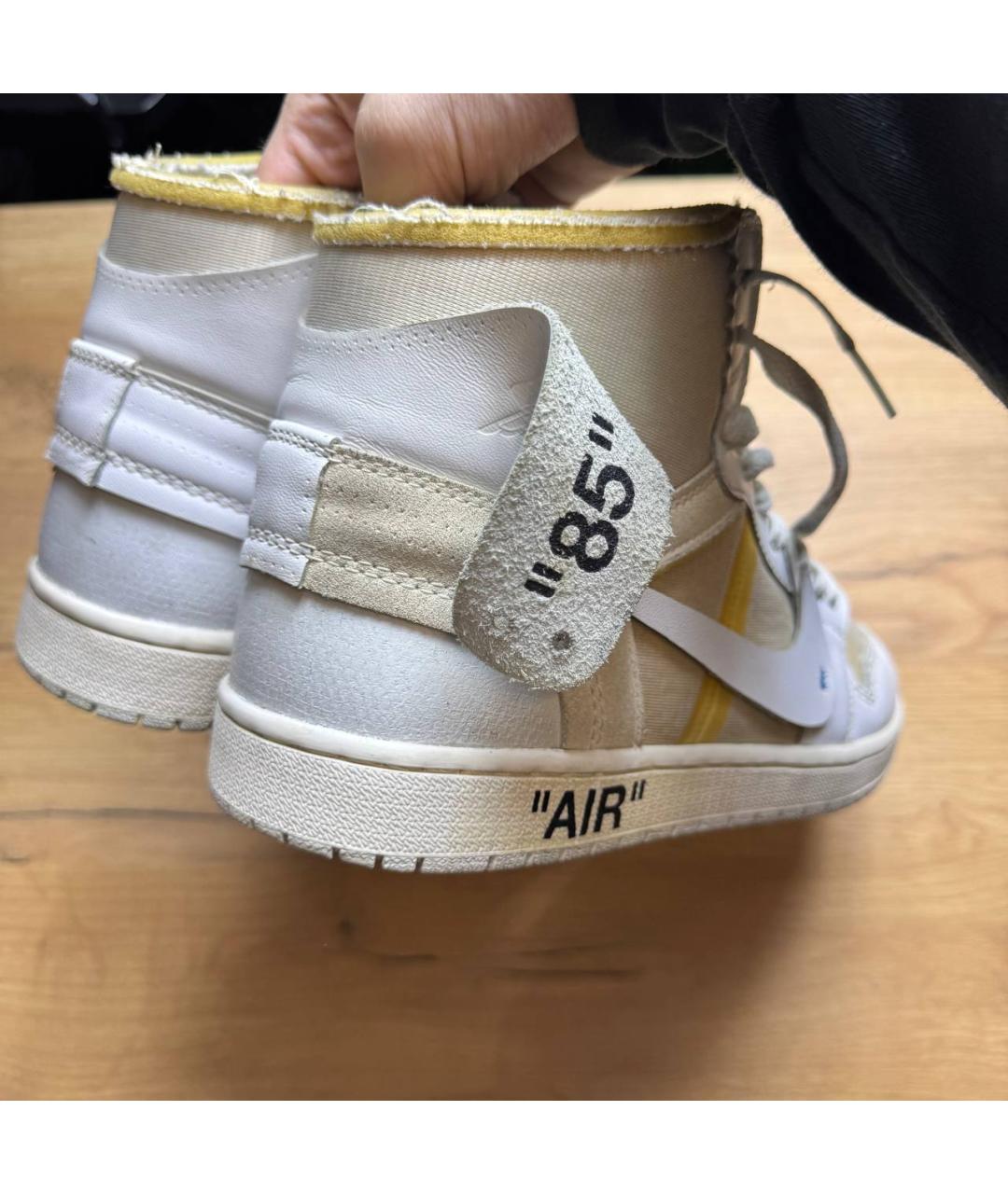 NIKE X OFF-WHITE Белые кожаные высокие кроссовки / кеды, фото 4