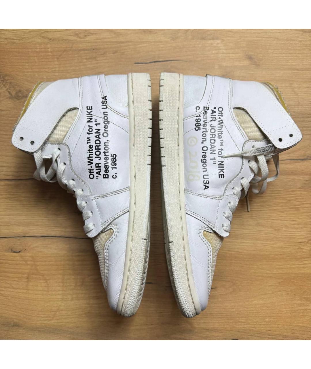 NIKE X OFF-WHITE Белые кожаные высокие кроссовки / кеды, фото 5