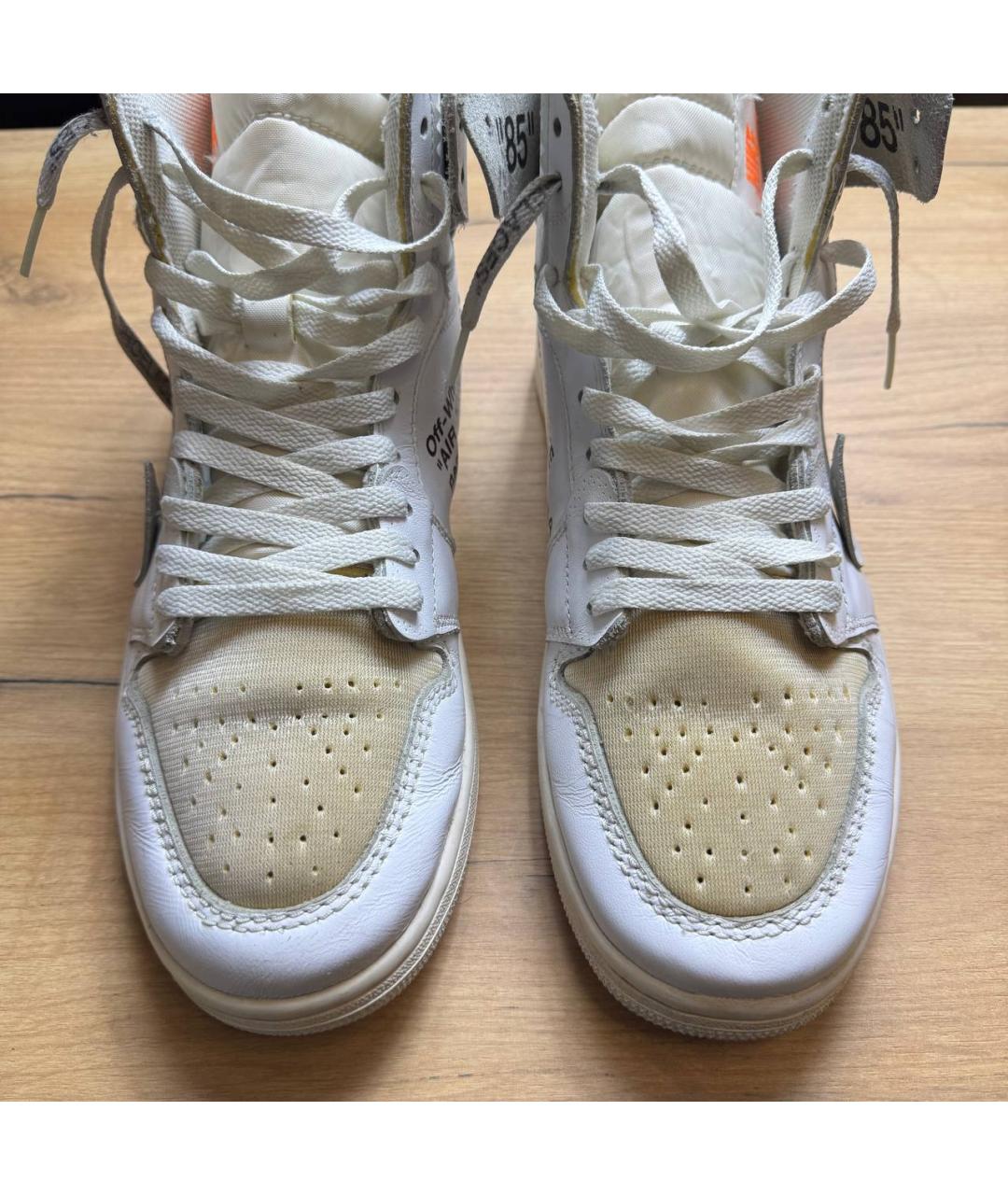 NIKE X OFF-WHITE Белые кожаные высокие кроссовки / кеды, фото 3
