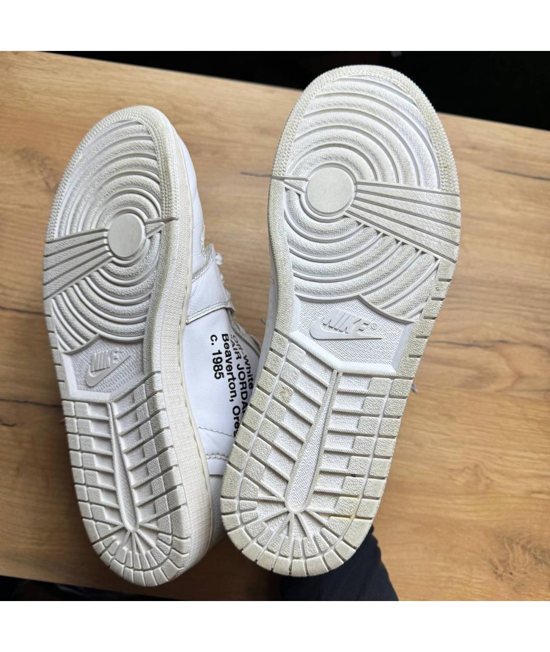 NIKE X OFF-WHITE Белые кожаные высокие кроссовки / кеды, фото 8