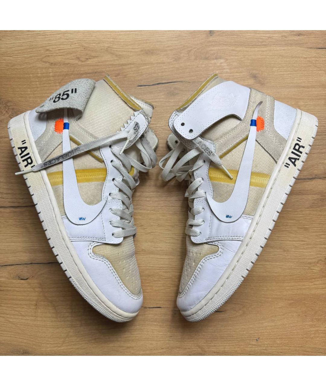 NIKE X OFF-WHITE Белые кожаные высокие кроссовки / кеды, фото 10
