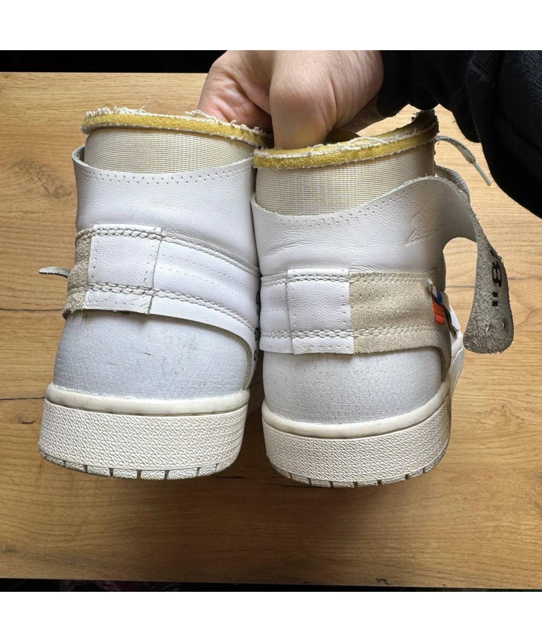 NIKE X OFF-WHITE Белые кожаные высокие кроссовки / кеды, фото 7