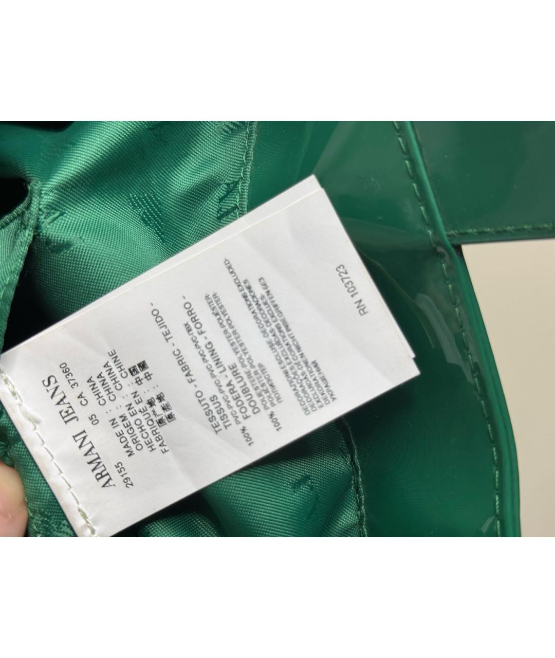 ARMANI JEANS Зеленая сумка тоут из лакированной кожи, фото 5