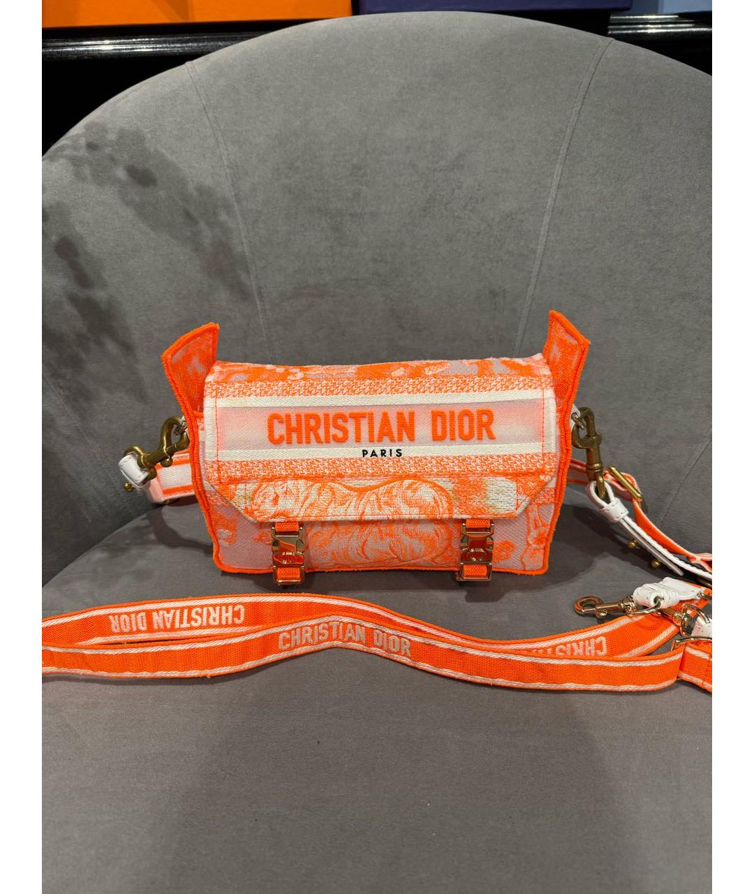 CHRISTIAN DIOR Оранжевая синтетическая сумка через плечо, фото 5
