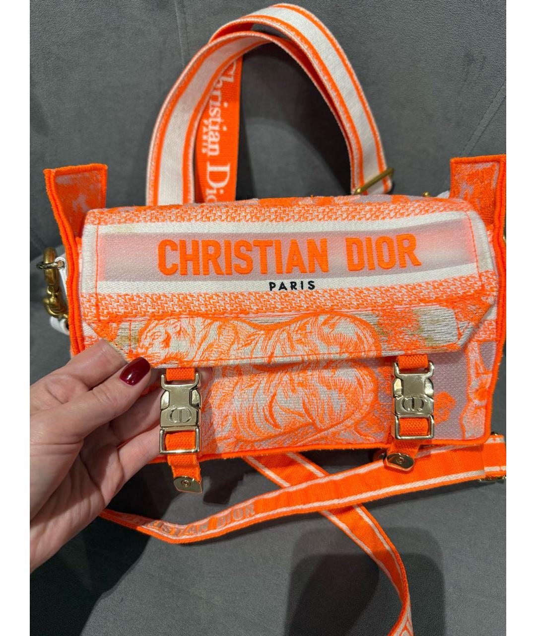 CHRISTIAN DIOR Оранжевая синтетическая сумка через плечо, фото 4