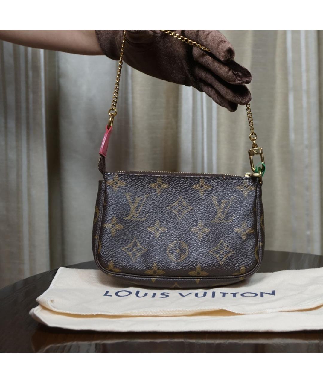 LOUIS VUITTON Коричневая кожаная сумка через плечо, фото 4