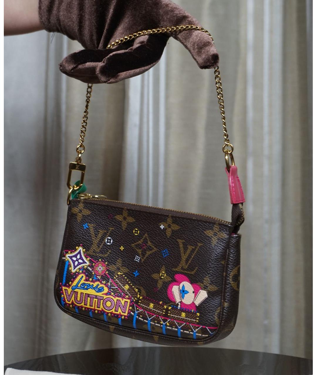 LOUIS VUITTON Коричневая кожаная сумка через плечо, фото 3