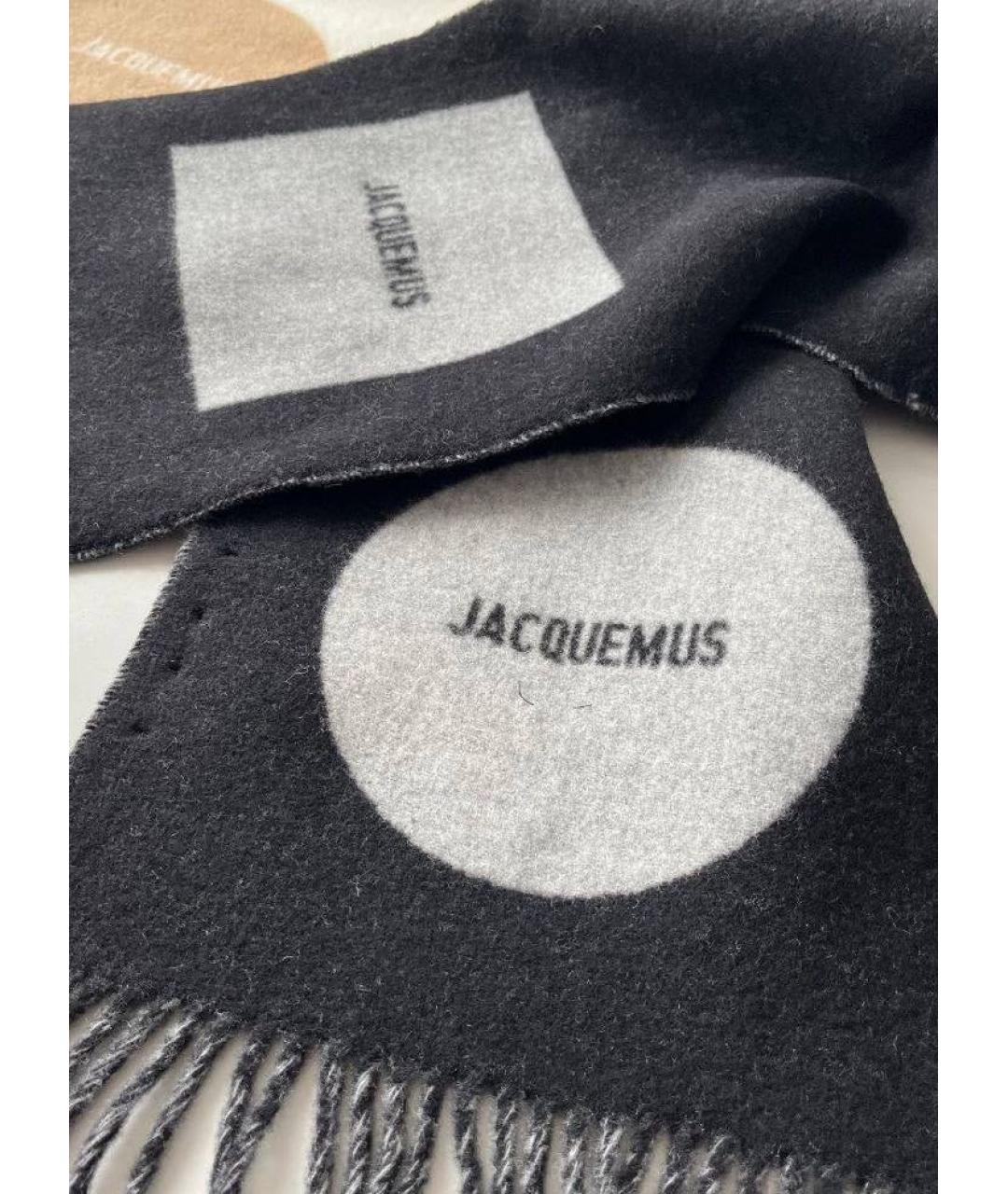 JACQUEMUS Черный шерстяной шарф, фото 3