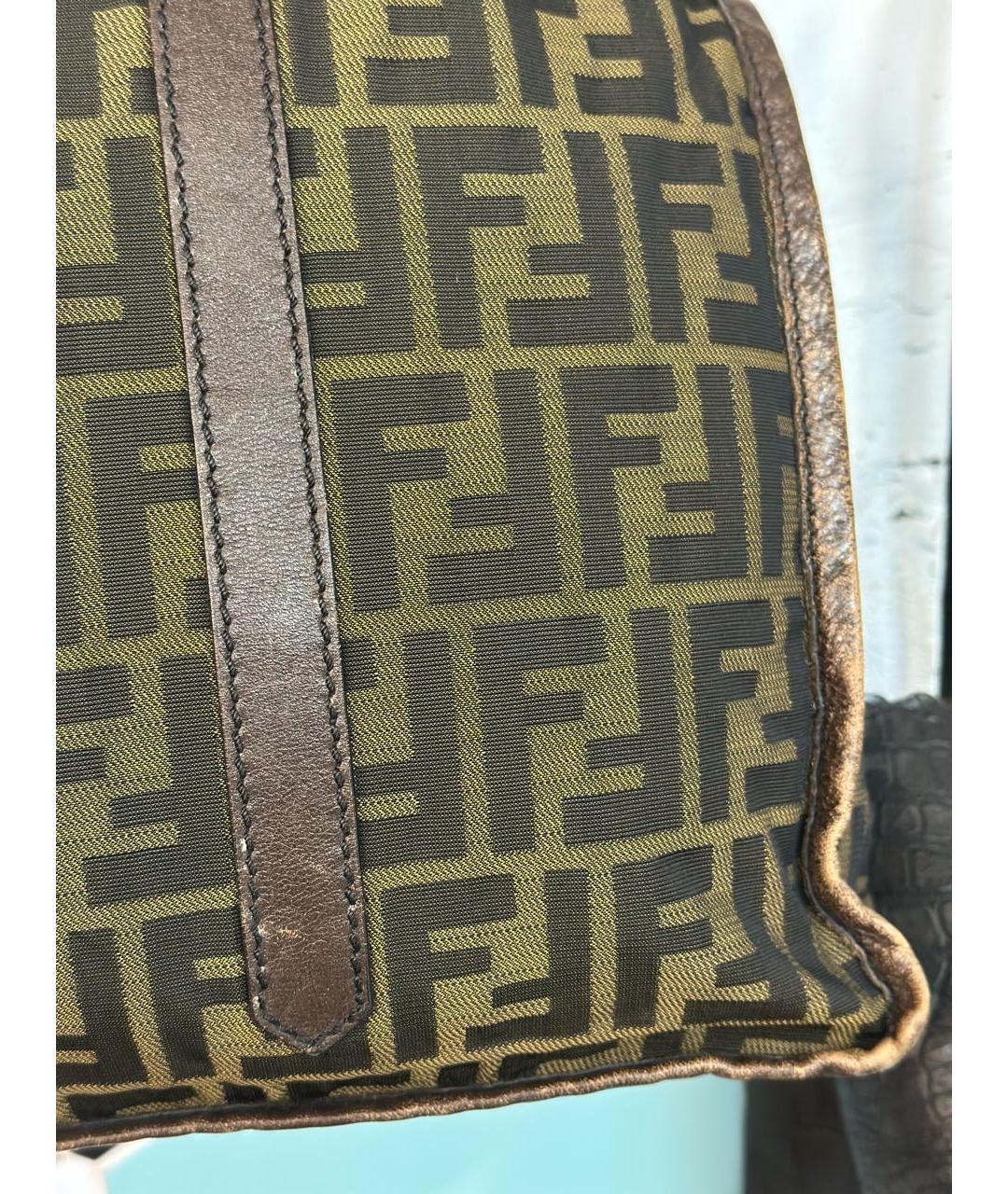 FENDI Коричневая хлопковая сумка тоут, фото 6