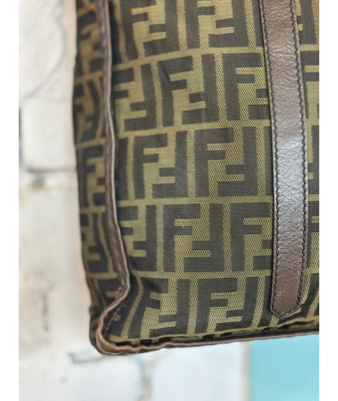 FENDI Коричневая хлопковая сумка тоут, фото 5