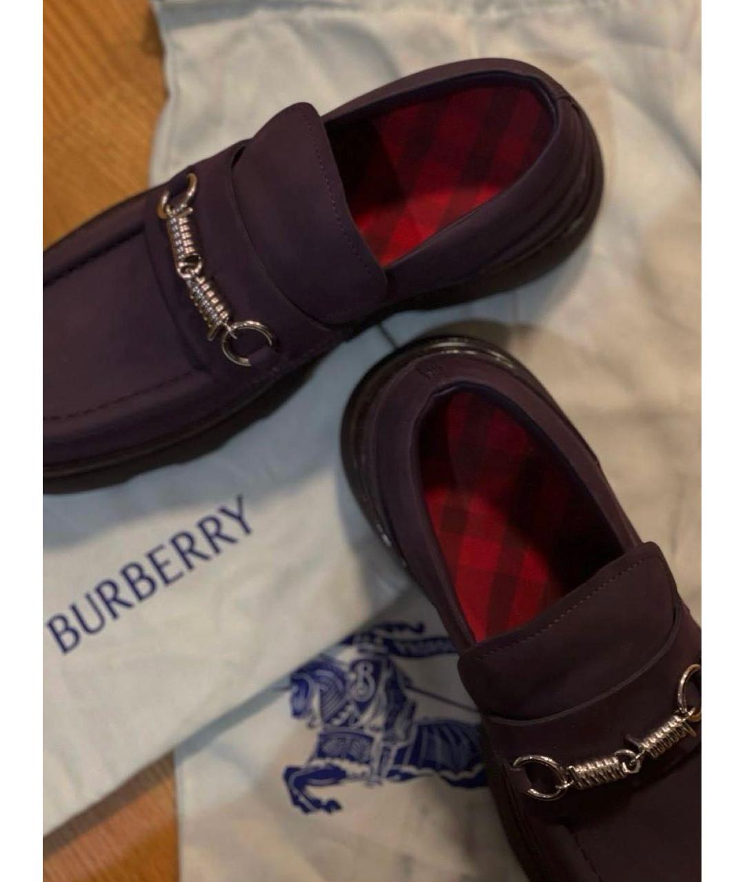 BURBERRY Фиолетовые нубуковые лоферы, фото 3