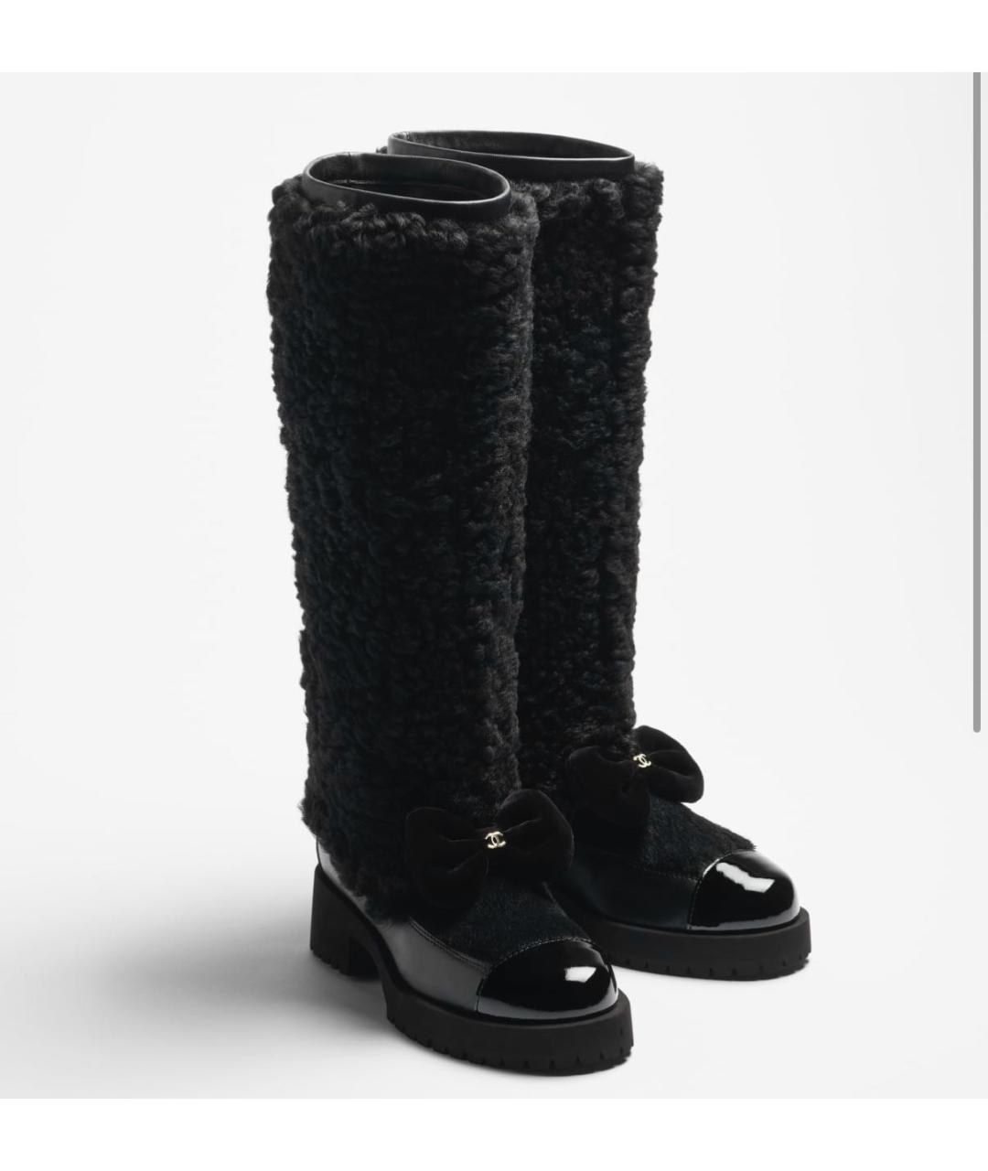 CHANEL Черные кожаные сапоги, фото 3