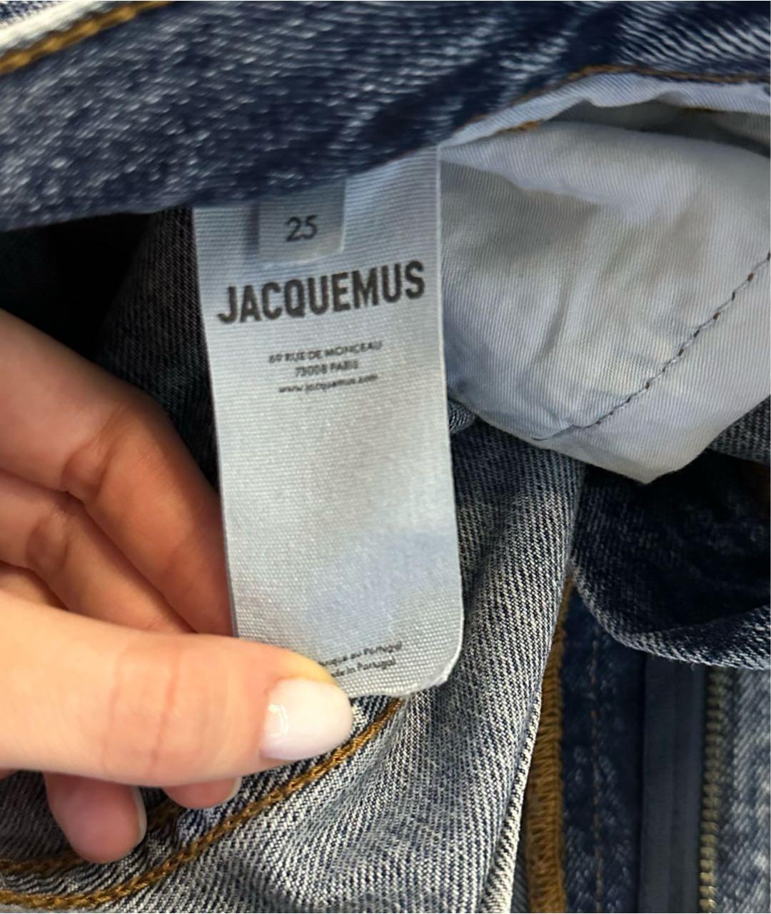 JACQUEMUS Голубые хлопковые прямые джинсы, фото 5