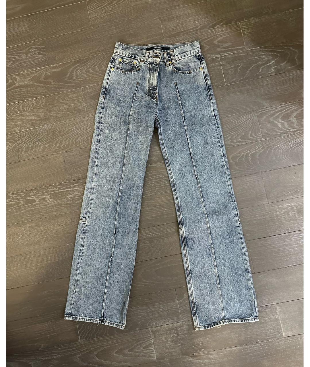 JACQUEMUS Голубые хлопковые прямые джинсы, фото 7