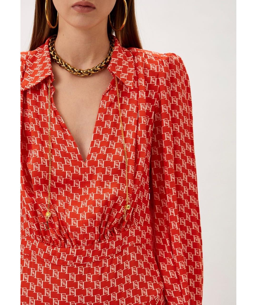 ELISABETTA FRANCHI Красное полиэстеровое платье, фото 4