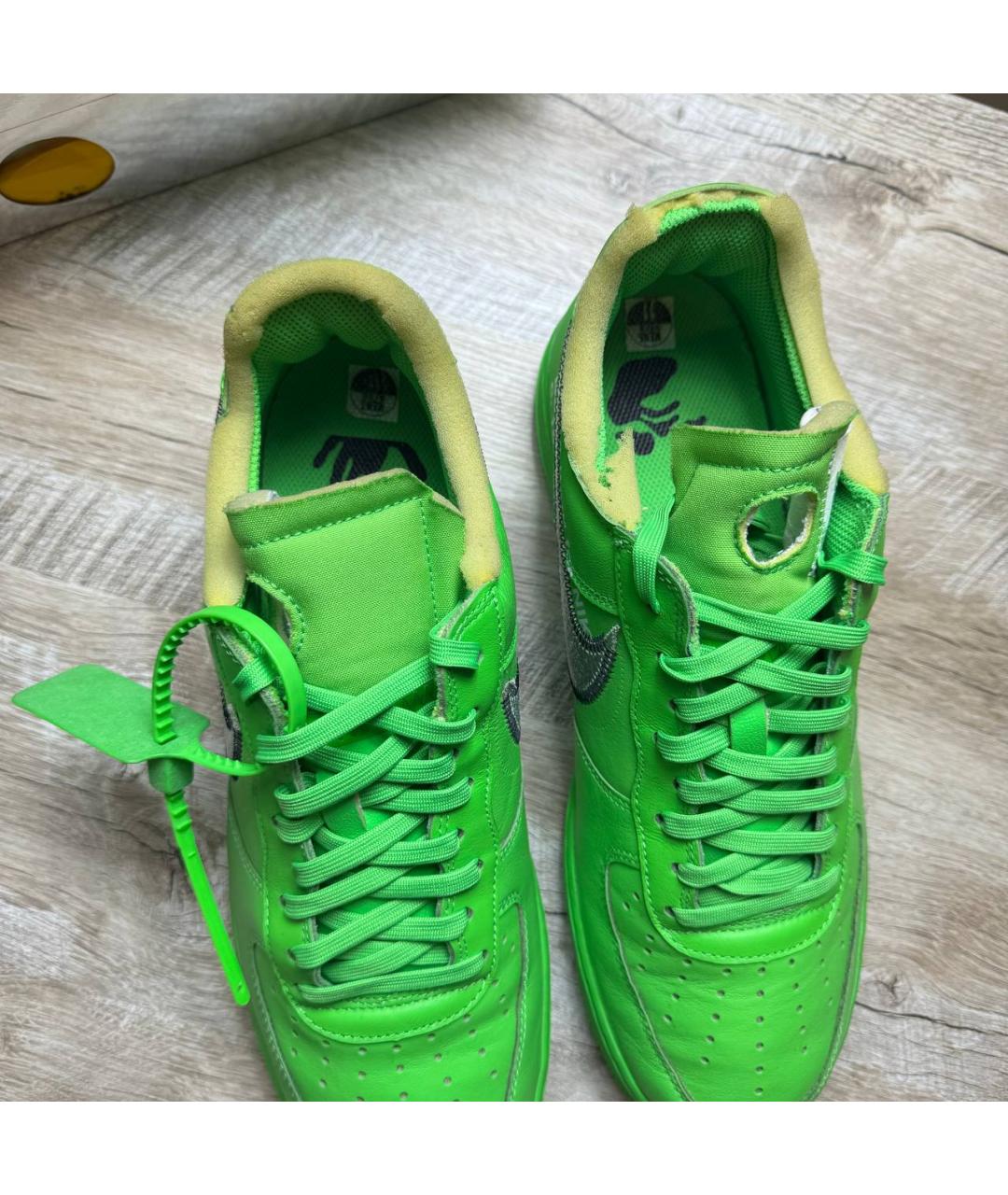NIKE X OFF-WHITE Зеленые кожаные низкие кроссовки / кеды, фото 7