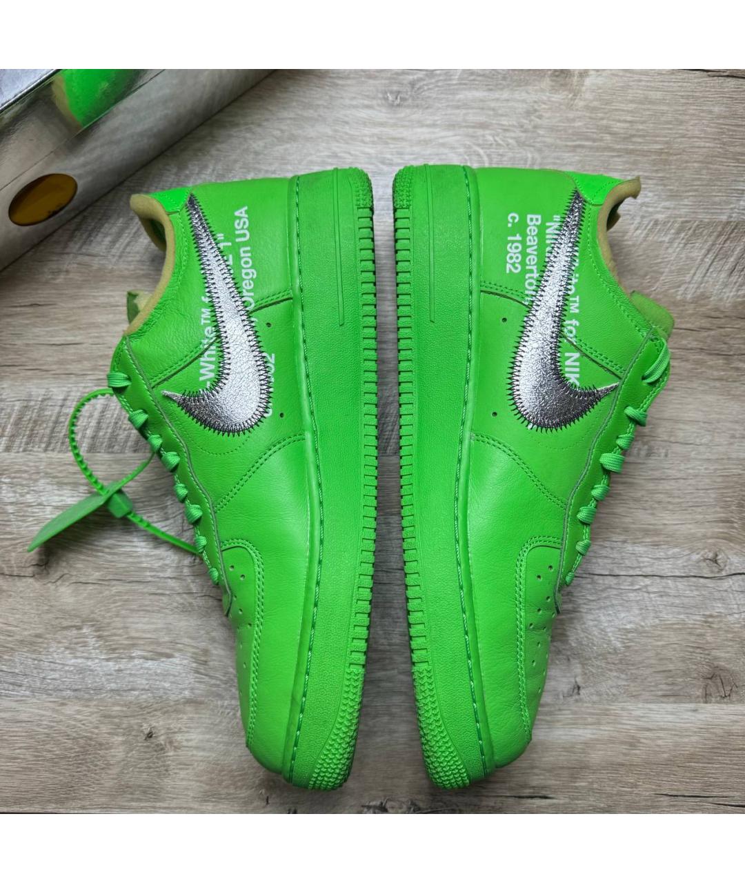 NIKE X OFF-WHITE Зеленые кожаные низкие кроссовки / кеды, фото 10