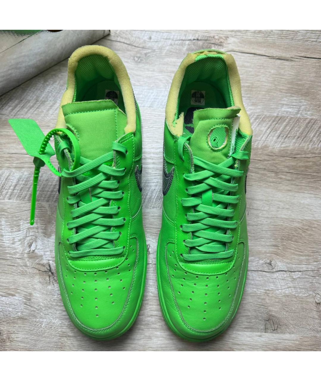 NIKE X OFF-WHITE Зеленые кожаные низкие кроссовки / кеды, фото 6