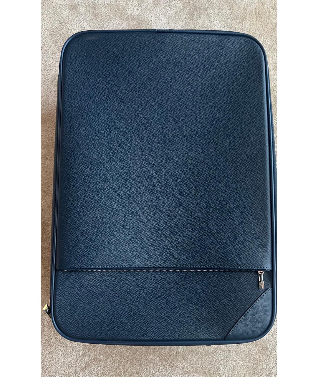 LOUIS VUITTON Синий кожаный чемодан, фото 9