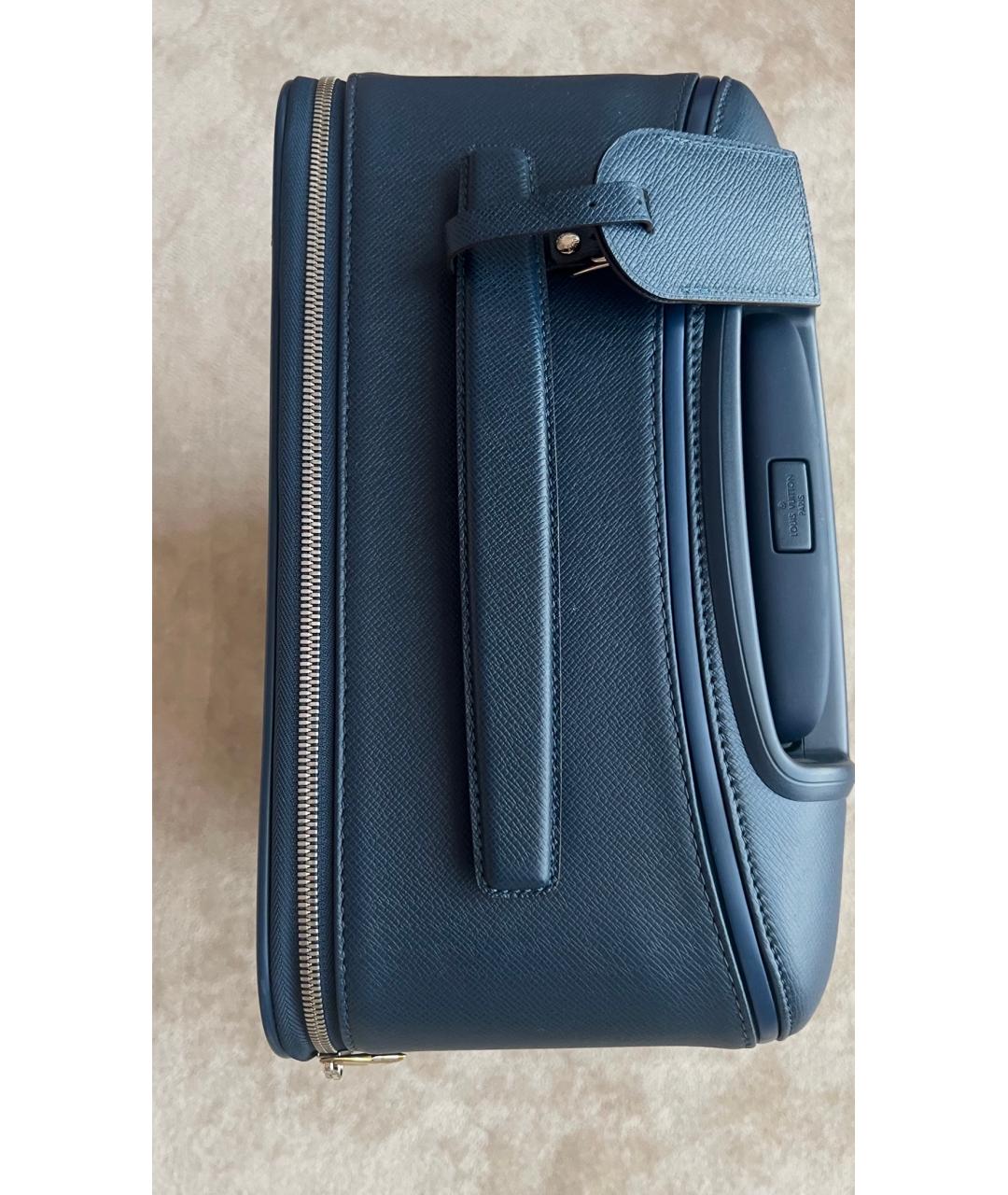 LOUIS VUITTON Синий кожаный чемодан, фото 5