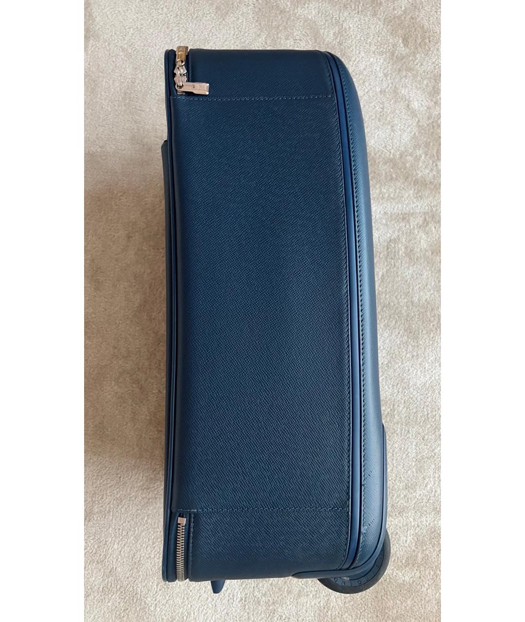 LOUIS VUITTON Синий кожаный чемодан, фото 2