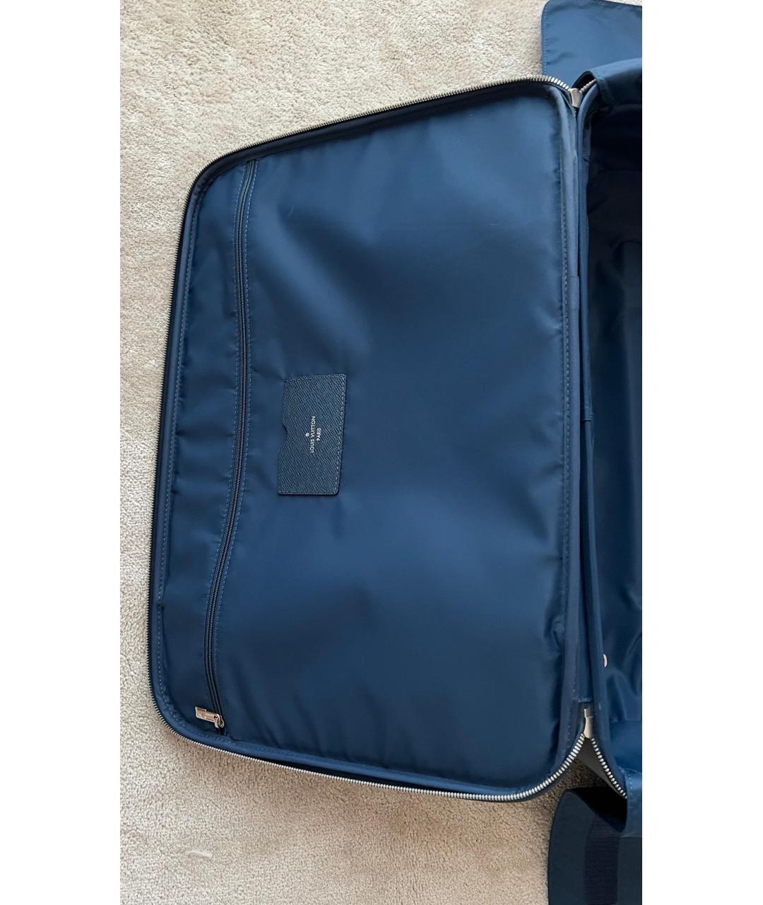 LOUIS VUITTON Синий кожаный чемодан, фото 7