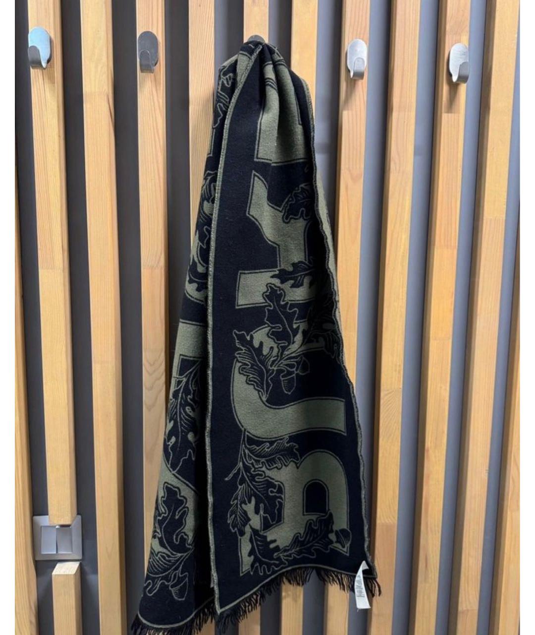 BURBERRY Черный шерстяной шарф, фото 2