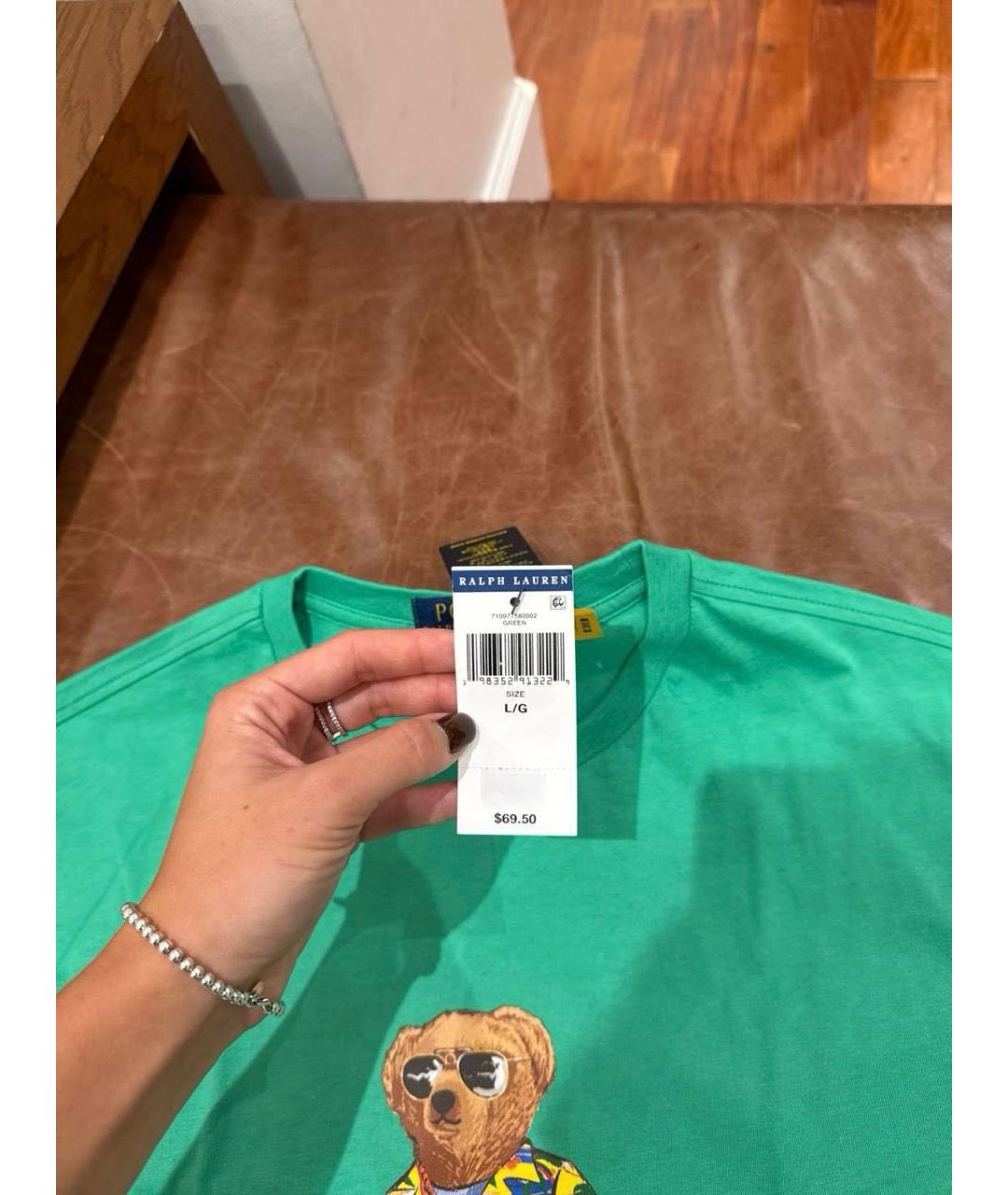 POLO RALPH LAUREN Зеленая хлопковая футболка, фото 3