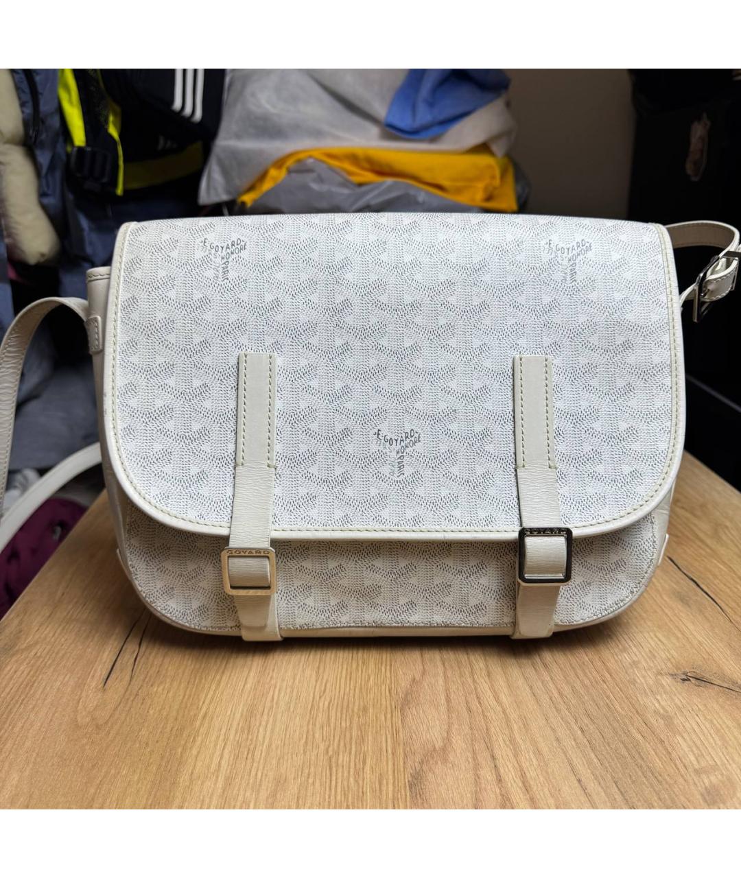 GOYARD Белая кожаная сумка на плечо, фото 10