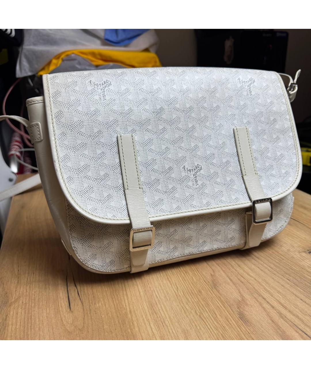 GOYARD Белая кожаная сумка на плечо, фото 3